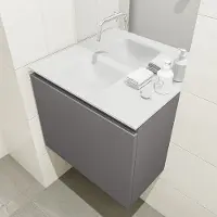 Mondiaz OLAN 60cm toiletmeubel dark grey. LEX wastafel talc links geen kraangat