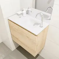 Mondiaz OLAN 60cm toiletmeubel washed_oak. LEX wastafel talc rechts 1 kraangat