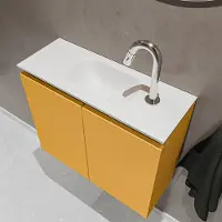 Mondiaz ture 60 cm toiletmeubel ocher. Eden wastafel talc midden 1 kraangat