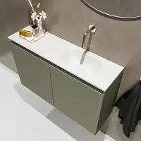 Mondiaz ture 80 cm toiletmeubel army. Eden wastafel talc rechts geen kraangat