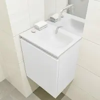 Mondiaz olan 40 cm toiletmeubel talc. Lex wastafel talc rechts geen kraangat