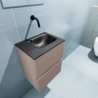 Mondiaz ada 40 cm toiletmeubel smoke. Lex wastafel urban rechts zonder kraangat