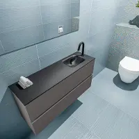 Mondiaz Ada 100cm toiletmeubel dark grey met wastafel urban rechts 1 kraangat