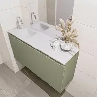 Mondiaz Olan 100cm toiletmeubel army met wastafel talc links 1 kraangat