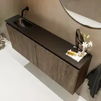 Mondiaz TURE 120cm toiletmeubel dark brown. EDEN wastafel urban links geen kraangat