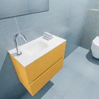 Mondiaz Ada 60cm toiletmeubel ocher met wastafel talc links 1 kraangat