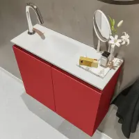 Mondiaz TURE 60cm toiletmeubel fire. EDEN wastafel talc links 1 kraangat