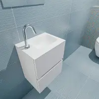 Mondiaz ada 40 cm toiletmeubel talc. Lex wastafel talc rechts 1 kraangat