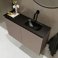 Mondiaz ture 80 cm toiletmeubel smoke. Eden wastafel urban rechts geen kraangat
