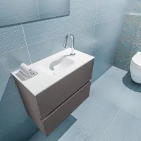 Mondiaz ada 60 cm toiletmeubel dark grey. Lex wastafel talc midden 1 kraangat