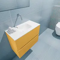 Mondiaz Ada 60cm toiletmeubel ocher met wastafel talc midden zonder kraangat