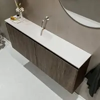 Mondiaz ture 120 cm toiletmeubel dark brown. Eden wastafel talc midden geen kraangat