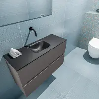 Mondiaz ada 80 cm toiletmeubel dark grey. Lex wastafel urban midden zonder kraangat