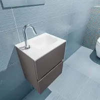 Mondiaz ada 40 cm toiletmeubel dark grey. Lex wastafel talc rechts 1 kraangat