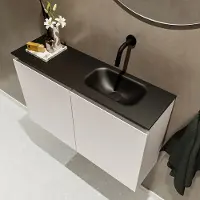Mondiaz ture 80 cm toiletmeubel linen. Eden wastafel urban rechts geen kraangat