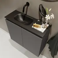 Mondiaz ture 60 cm toiletmeubel dark grey. Eden wastafel urban links geen kraangat