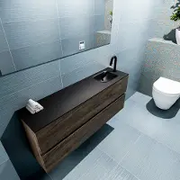 Mondiaz ada 120 cm toiletmeubel dark brown. Lex wastafel urban rechts 1 kraangat