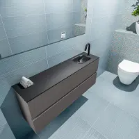 Mondiaz ada 120 cm toiletmeubel dark grey. Lex wastafel urban rechts 1 kraangat