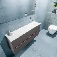 Mondiaz ada 120 cm toiletmeubel dark grey. Lex wastafel talc rechts zonder kraangat