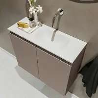 Mondiaz Ture 60cm toiletmeubel smoke met wastafel talc rechts geen kraangat
