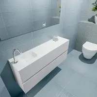 Mondiaz ada 120 cm toiletmeubel talc. Lex wastafel talc links 1 kraangat