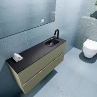 Mondiaz Ada 100cm toiletmeubel army met wastafel urban rechts 1 kraangat