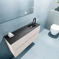 Mondiaz ADA 100cm toiletmeubel linen. LEX wastafel urban rechts 1 kraangat