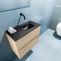 Mondiaz ADA 60cm toiletmeubel washed oak. LEX wastafel urban rechts zonder kraangat