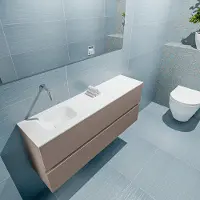 Mondiaz ADA 120cm toiletmeubel smoke. LEX wastafel talc links zonder kraangat