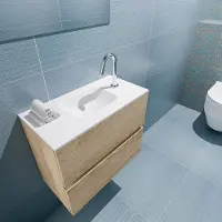 Mondiaz Ada 60cm toiletmeubel washed oak met wastafel talc midden 1 kraangat