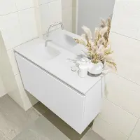 Mondiaz Olan 80cm toiletmeubel talc met wastafel talc links geen kraangat