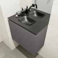 Mondiaz OLAN 60cm toiletmeubel dark grey. LEX wastafel urban midden geen kraangat