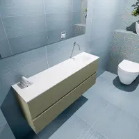 Mondiaz ADA 120cm toiletmeubel army. LEX wastafel talc rechts zonder kraangat