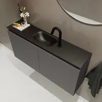 Mondiaz ture 100 cm toiletmeubel dark grey. Eden wastafel urban midden 1 kraangat