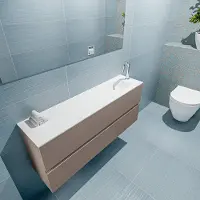 Mondiaz ada 120 cm toiletmeubel smoke. Lex wastafel talc rechts 1 kraangat