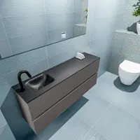 Mondiaz ada 120 cm toiletmeubel dark grey. Lex wastafel urban links 1 kraangat