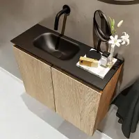 Mondiaz ture 60 cm toiletmeubel washed oak. Eden wastafel urban links geen kraangat