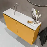 Mondiaz ture 80 cm toiletmeubel ocher. Eden wastafel talc links geen kraangat