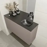 Mondiaz OLAN 100cm toiletmeubel smoke. LEX wastafel urban rechts geen kraangat
