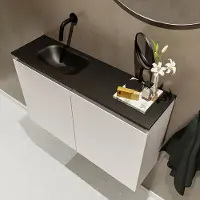 Mondiaz TURE 80cm toiletmeubel linen. EDEN wastafel urban links geen kraangat