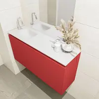Mondiaz olan 100 cm toiletmeubel fire. Lex wastafel talc links 1 kraangat