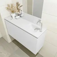 Mondiaz Olan 100cm toiletmeubel talc met wastafel talc rechts 1 kraangat