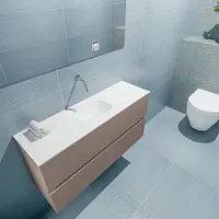 Mondiaz ADA 100cm toiletmeubel smoke. LEX wastafel talc midden zonder kraangat
