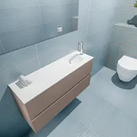 Mondiaz ADA 100cm toiletmeubel smoke. LEX wastafel talc rechts 1 kraangat
