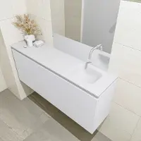 Mondiaz olan 120 cm toiletmeubel talc. Lex wastafel talc rechts geen kraangat
