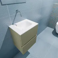Mondiaz ADA 40cm toiletmeubel army. LEX wastafel talc midden zonder kraangat