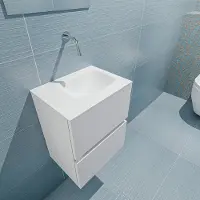 Mondiaz ada 40 cm toiletmeubel talc. Lex wastafel talc rechts zonder kraangat