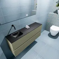 Mondiaz Ada 120cm toiletmeubel army met wastafel urban links zonder kraangat