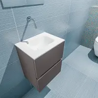 Mondiaz ADA 40cm toiletmeubel dark grey. LEX wastafel talc midden zonder kraangat