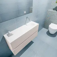 Mondiaz ADA 100cm toiletmeubel linen. LEX wastafel talc rechts zonder kraangat